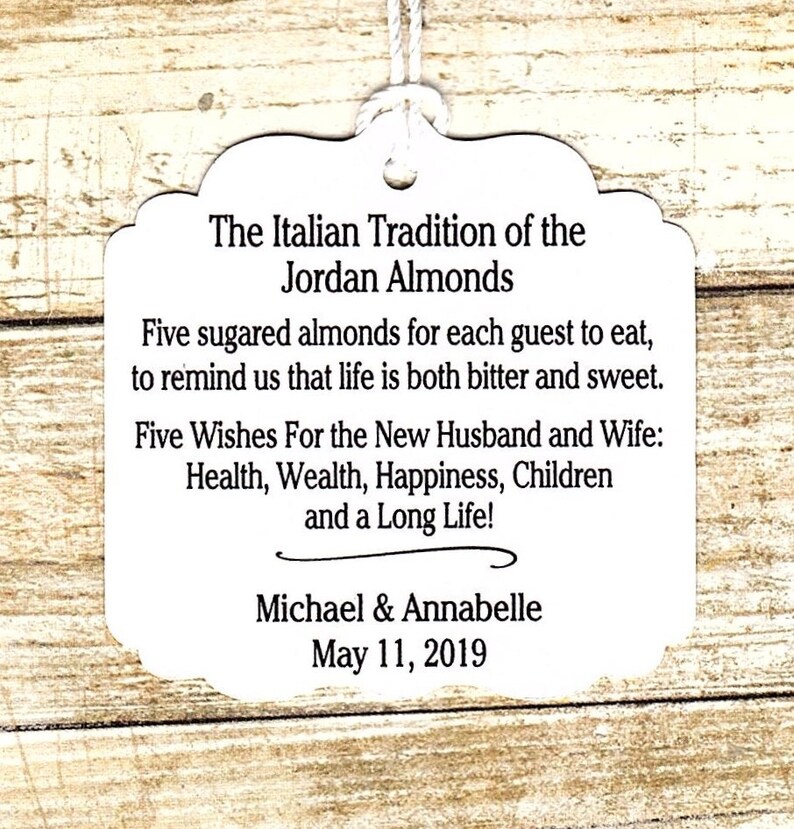 Jordan Almond Favor Tags 5 Almond Wishes Five Wishes Poem Etsy
