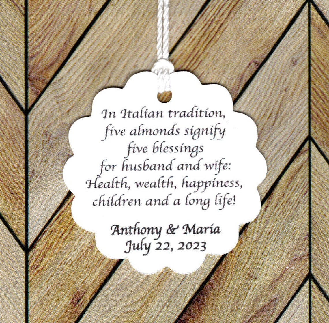 Custom Jordan Almond Tags Five Wishes Poem Italian Custom 2 Etsy