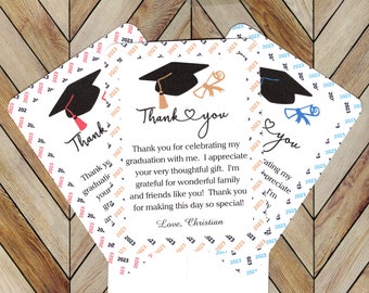 GRADUATION Thank you cards - Personalized, Graduation Party Ideas - Class of 2024 -with envelopes-Customize text option