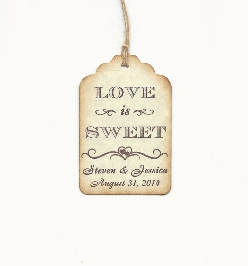 75 Love is Sweet Personalized Handmade Tags-Wedding Wish Tags-Honey jar JellyJam tags-Favor tags