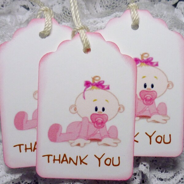 Baby GIRL Thank You Gift / Party Favor / Baby Shower Tags / Hang Tags