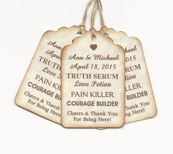 25 CUSTOM Liquor Bottle Tags/ Gift Tags/shower/wedding Favor Etsy