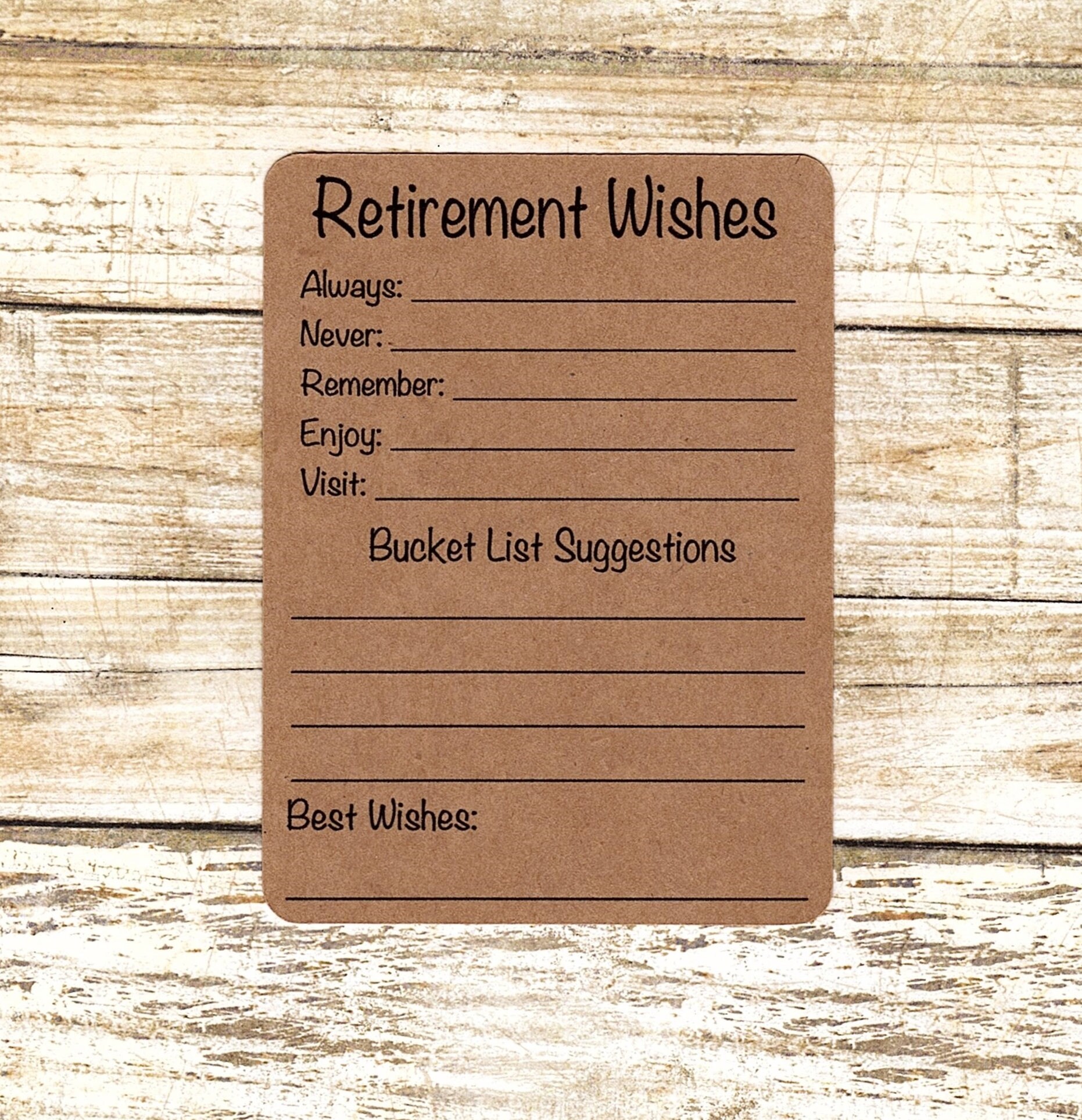 RETIREMENT WISHES advice for Retirement/Bucket list Etsy