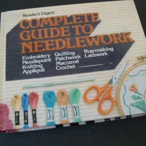 Vintage Readers Digest Large Needlework Book, 1986, Decorative Hardcover Book, Junk Journal Supply, Smash Book, Glue Book, Display Book