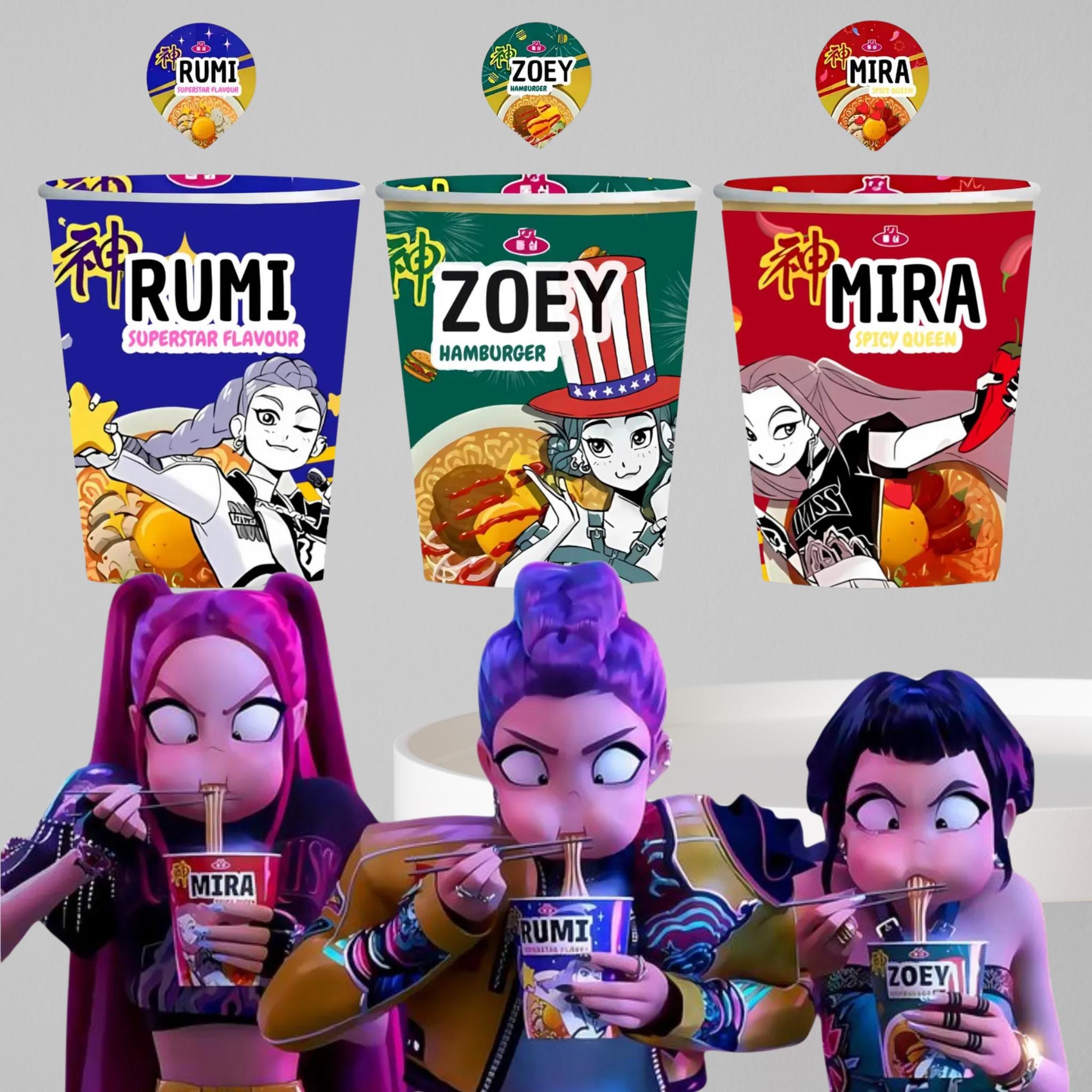 Kpop Demon Hunters Cup Noodle Labels | Rumi Mira Zoey Printable