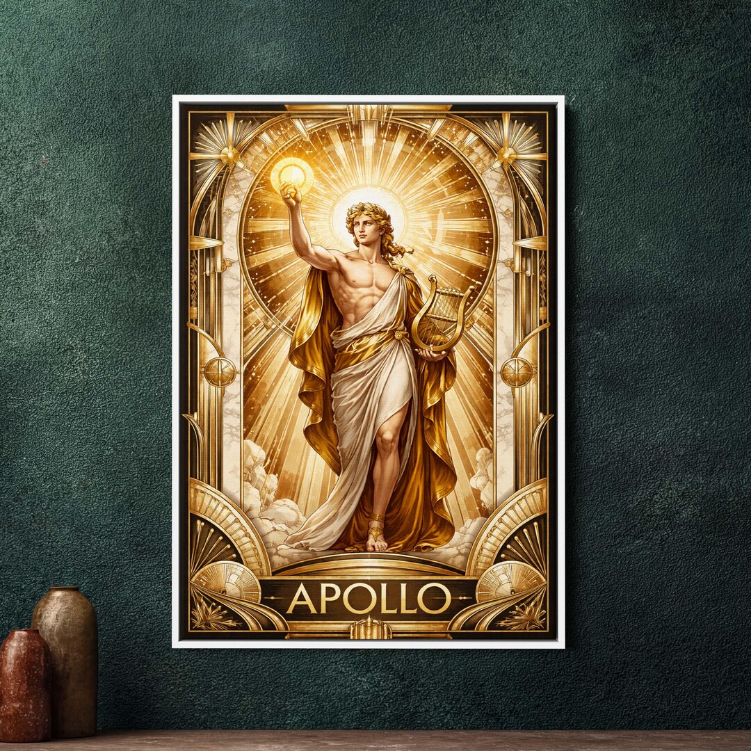 Art Deco Apollo Framed Canvas Print - Large Greek Mythology Wall Art ...