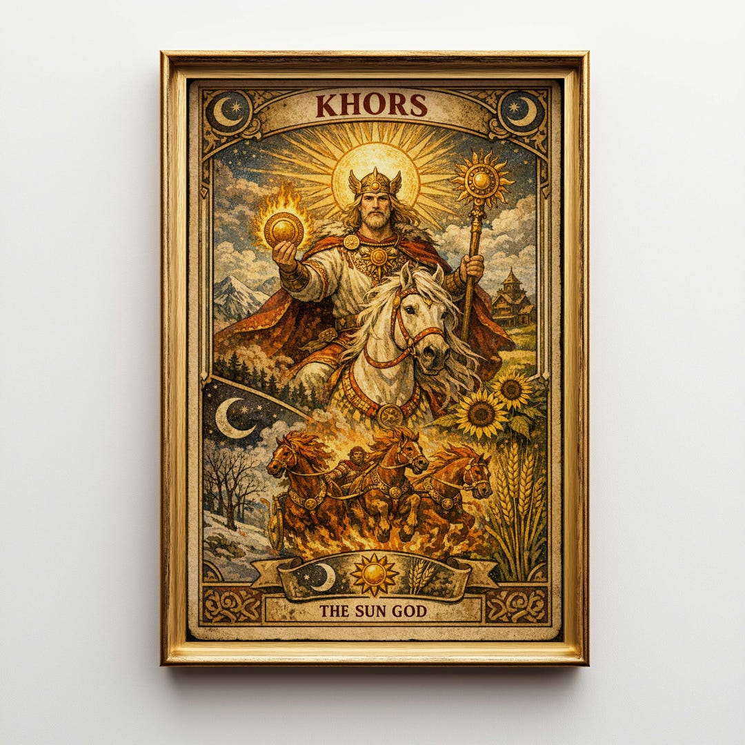 Khors Slavic God Tarot Card Art, Large Canvas Print, Sun Deity ...