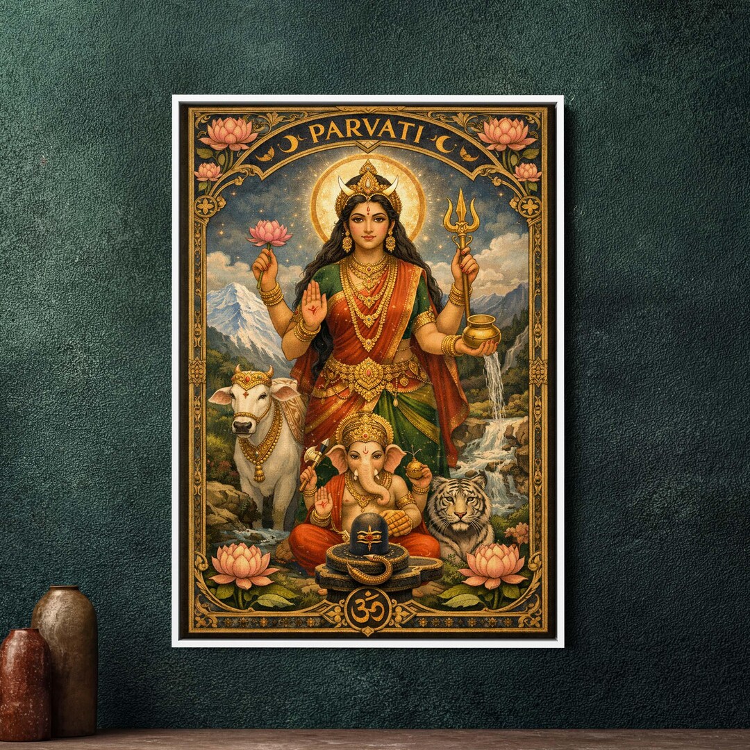 Parvati Goddess Tarot Card Framed Canvas Wall Art - Large Esoteric ...