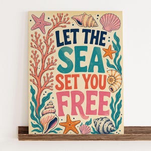 Branching Sea Anemone Coastal Typography Poster & Canvas TUDM2