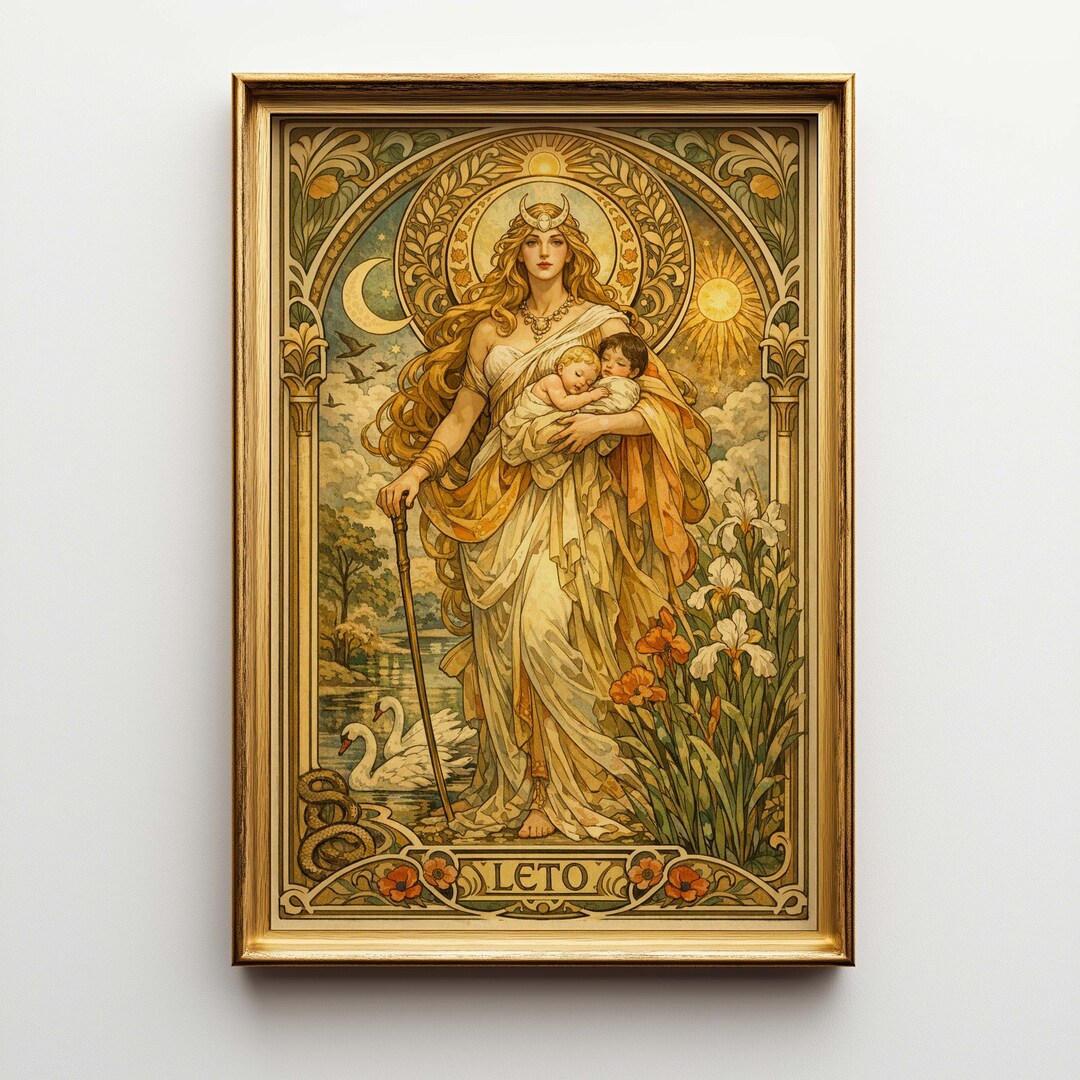 Leto Greek Goddess Art Nouveau Canvas Print, Large Art Nouveau Wall Art ...
