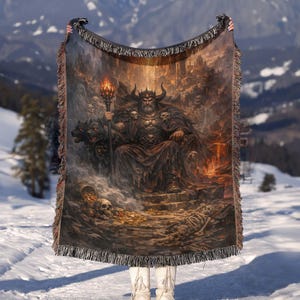 Pluto Roman God Woven Blanket | Mythology Throw Blanket | Dark Academia Decor | Cozy Couch Throw | Fantasy art poison