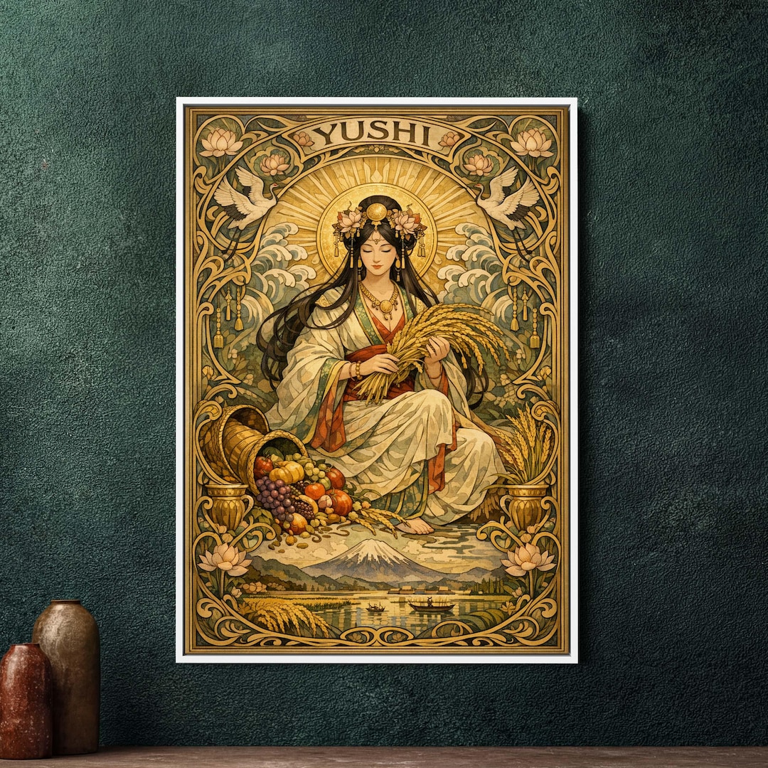 Yushi Art Nouveau Framed Canvas Wall Art, Large Art Nouveau Religious ...