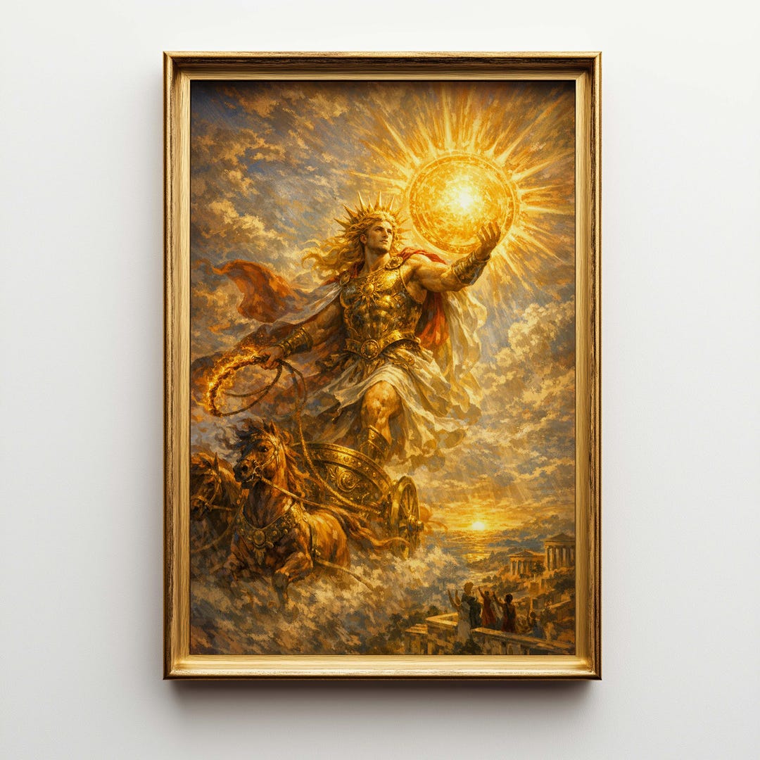 Helios Sun God Large Canvas Wall Art - Cinematic Fantasy Concept Art ...