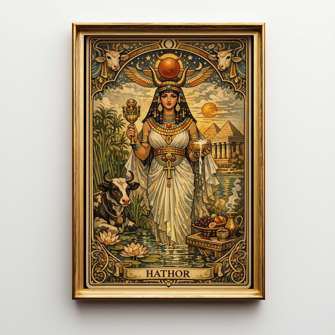 Hathor Tarot Art Large Canvas, Egyptian Goddess Wall Decor, Ancient ...