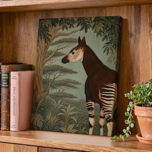 Okapi Portrait Savanna Canopy Botanical Wildlife Poster & Canvas TGMGM