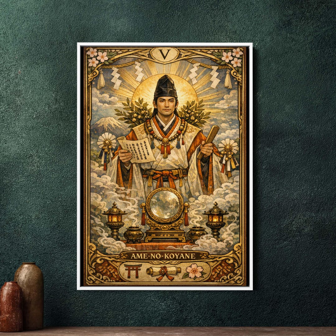 Ame-no-koyane Japanese God Tarot Wall Art, Large Framed Canvas Print ...