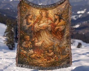 Rozhanitsy Slavic Goddess Woven Blanket | Slavic Mythology Throw Blanket | Pagan Home Decor | Cozy Couch Throw | Spiritual poison