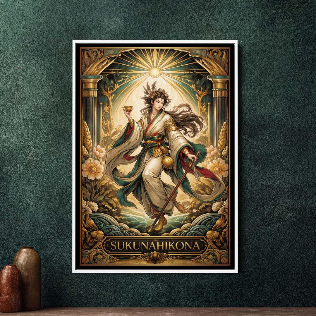 Sukunahikona Japanese Deity Art Deco Wall Art, Large Framed Canvas ...