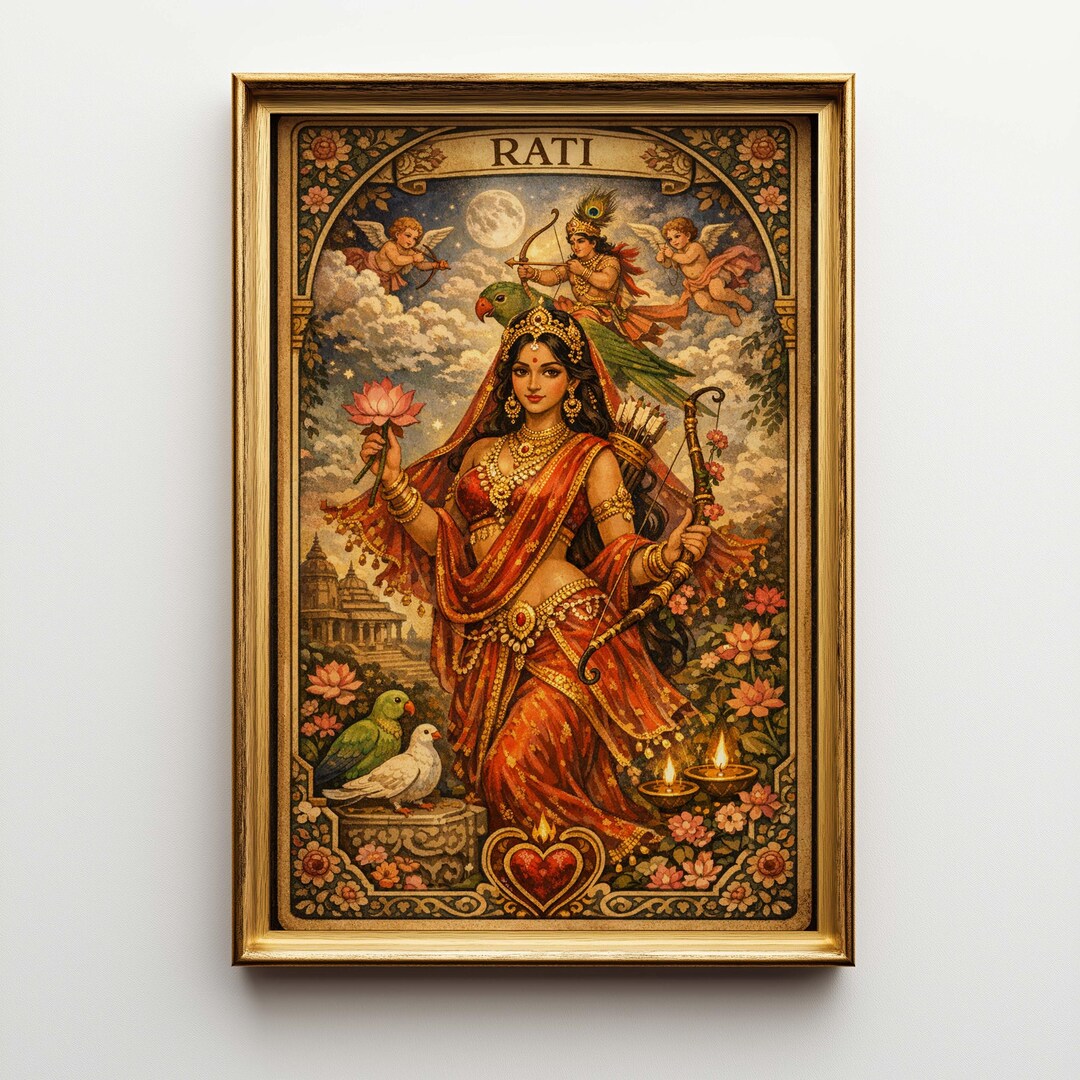 Rati Hindu Goddess Tarot Card Wall Art, Large Canvas Print, Spiritual ...