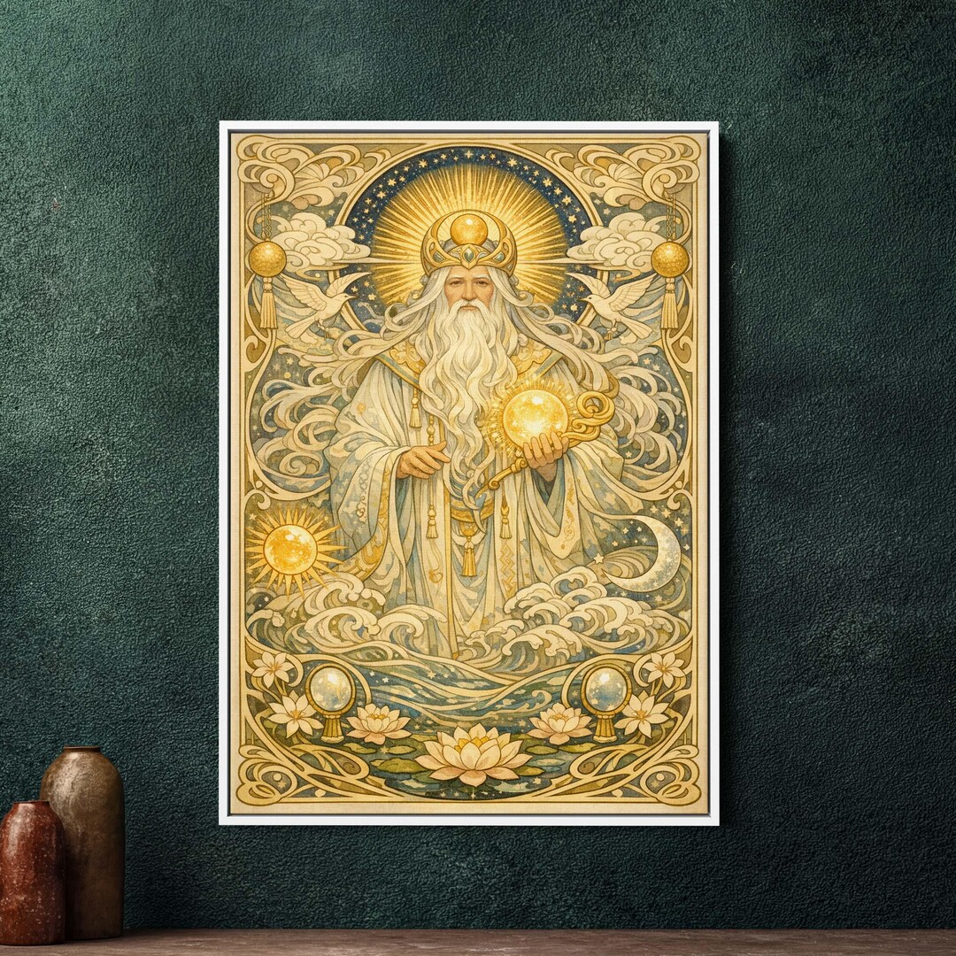 Amenominakanushi Shinto God Framed Canvas Wall Art, Art Nouveau ...
