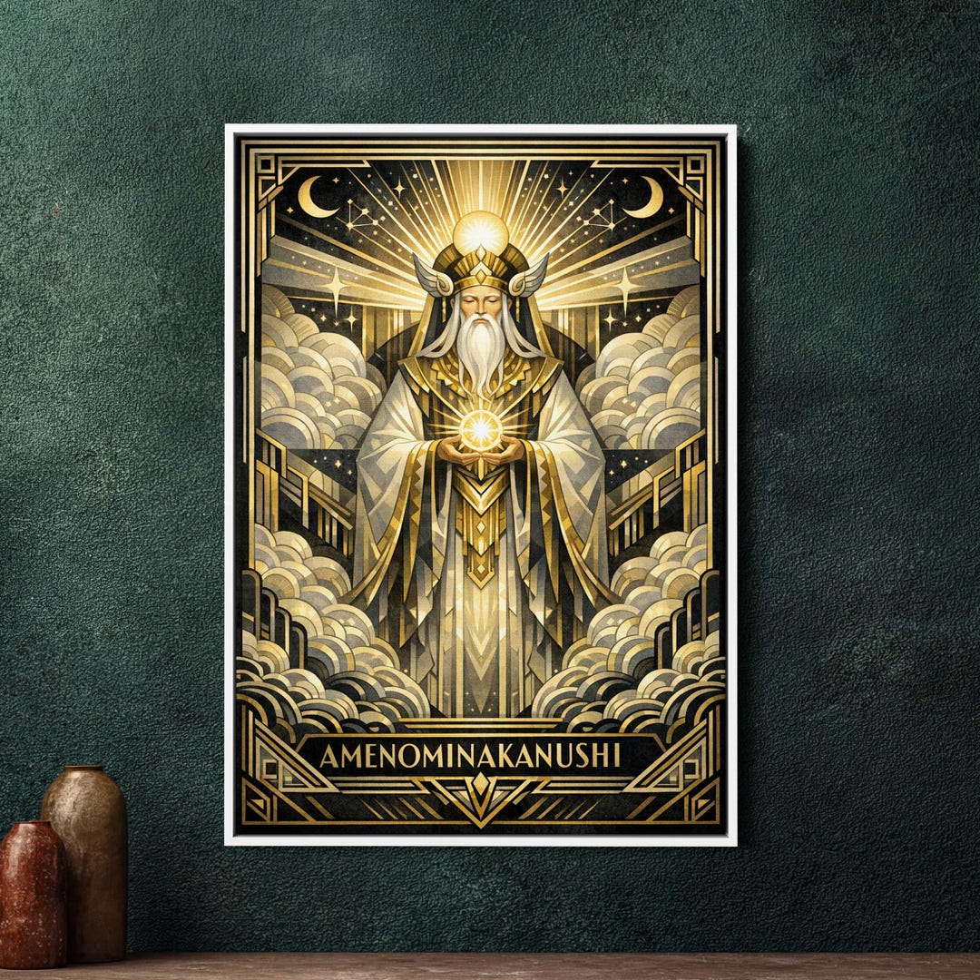 Amenominakanushi Shinto God Framed Canvas, Art Deco Japanese Mythology ...