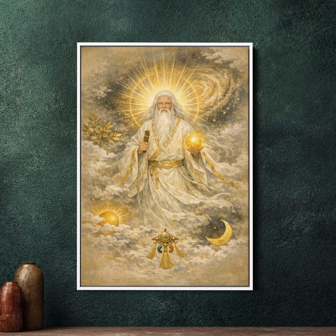 Amenominakanushi Shinto God Painting, Large Framed Canvas Wall Art ...