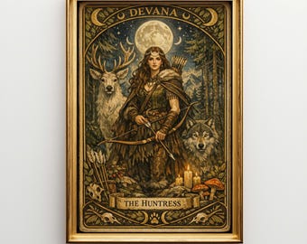 Devana Slavic Goddess Tarot Art, Large Canvas Wall Art, Pagan Home Decor, Spiritual Mythology Goddess Print Y14MC
