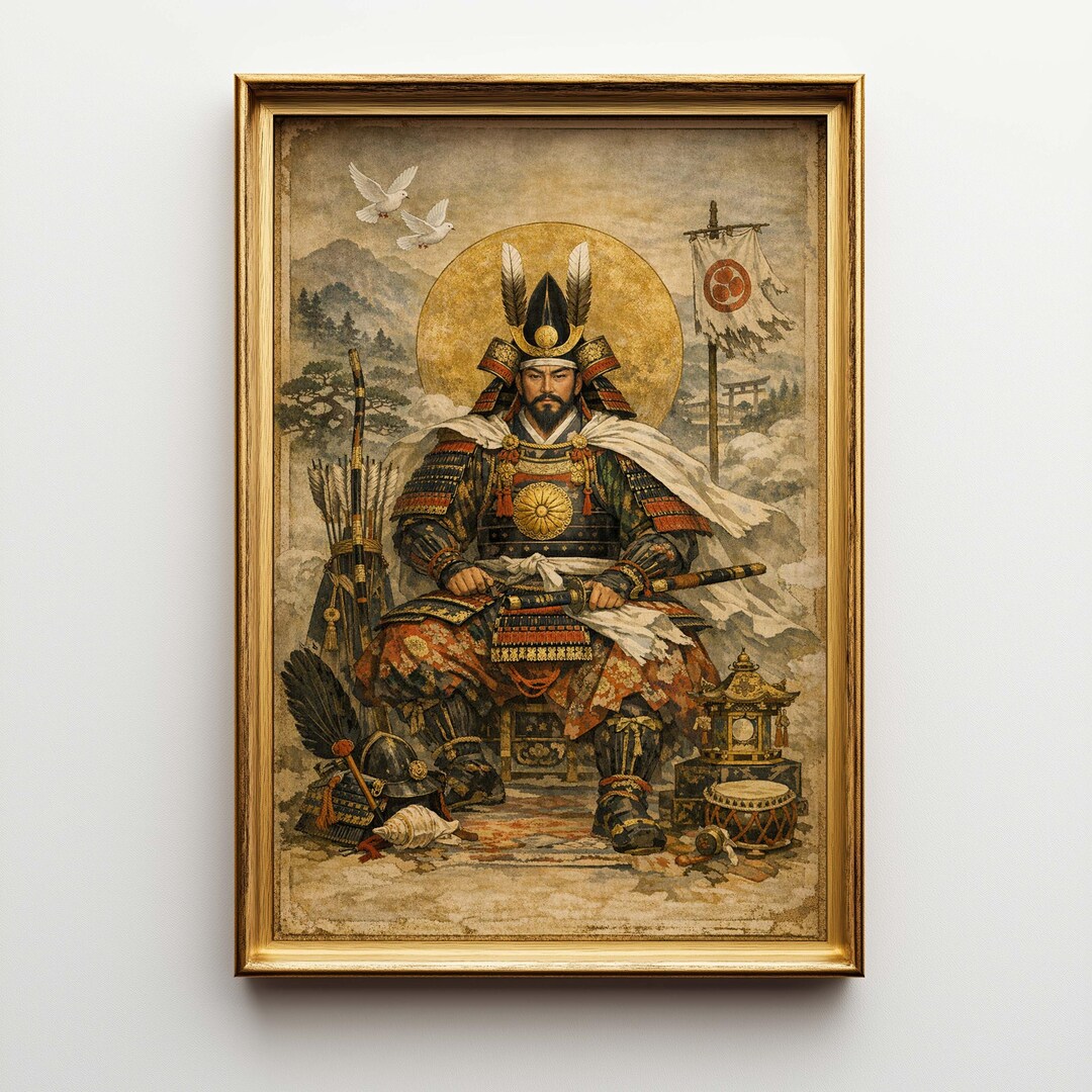 Hachiman Shinto God Painting - Large Canvas Wall Art - Japanese ...