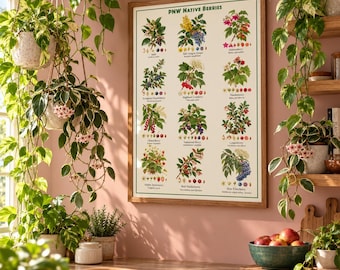 PNW Native Berries Digital Poster High Resolution