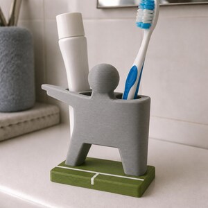 Soporte para cepillo de dientes con diseño de decisión del VAR de fuera de juego, organizador de baño único con impresión 3D con temática de fútbol, regalo para aficionados al deporte pintado a mano