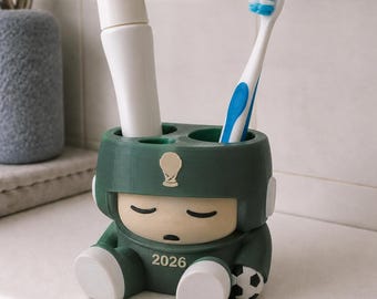 Sleeping Defender Toothbrush Holder - 2026 World Cup Inspired 3D Printed Vanity Organizer