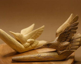 Tepi Colibrí de Madera - Aplicador ritual hecho a mano en madera de cocodrilo o teca - Herramienta ritual artesanal de Bali