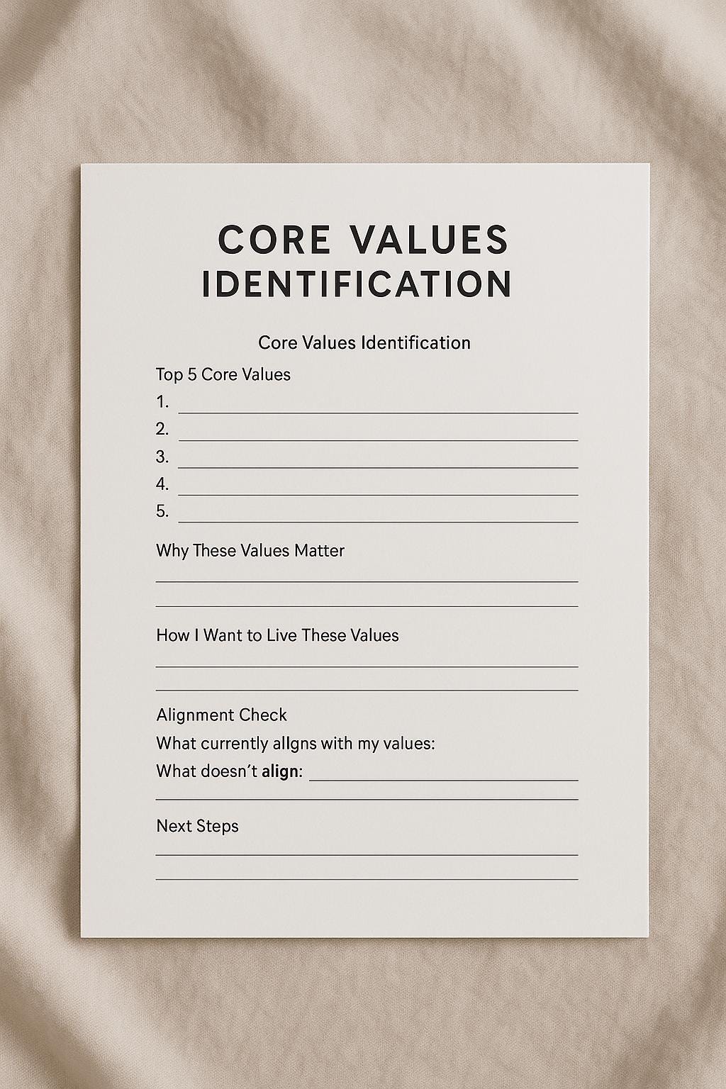 Core Values Identification Worksheet | Life Coaching Printable ...