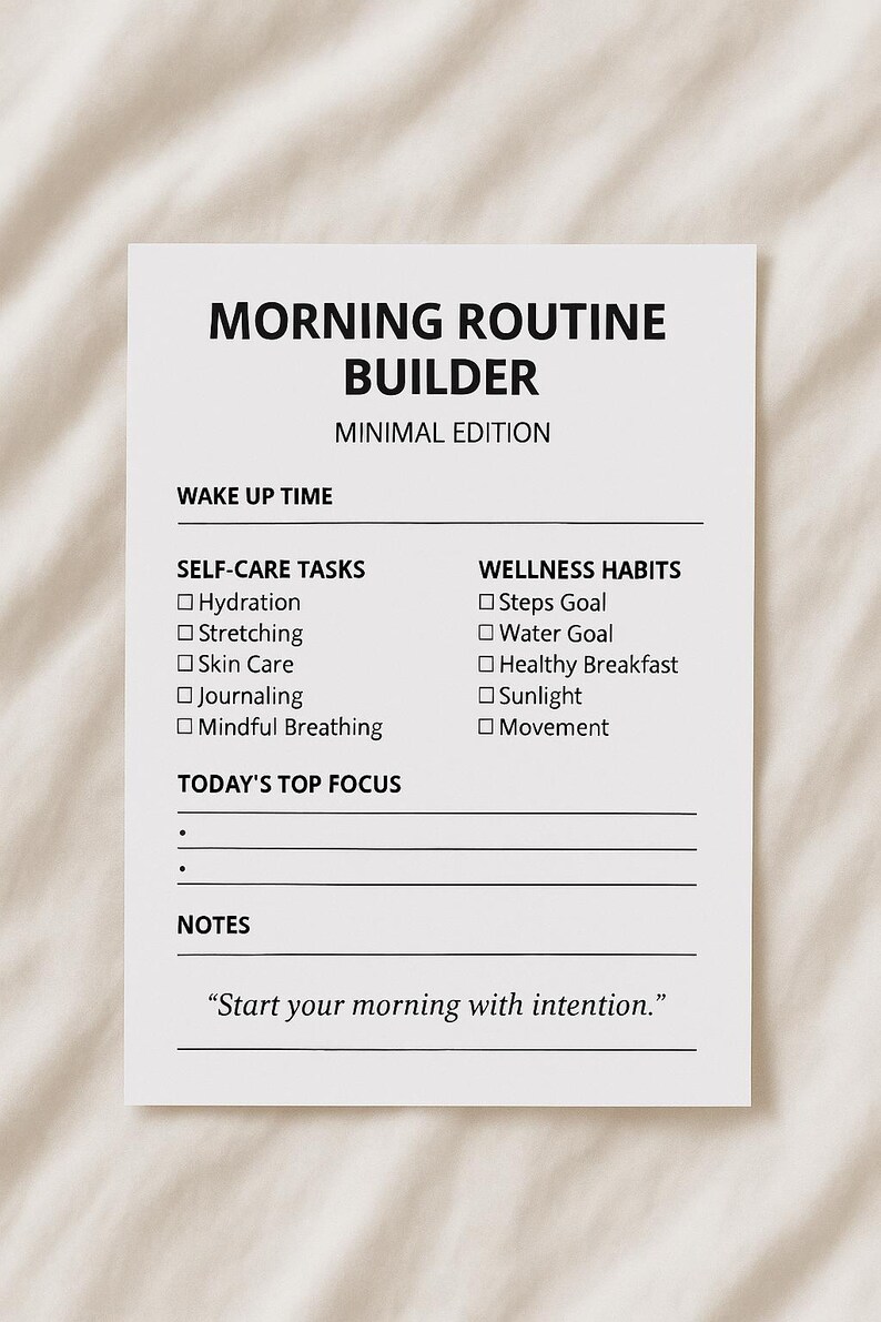 My Routine Builder Morning Routine Builder | Minimalist Daily Planner | Self-care ...