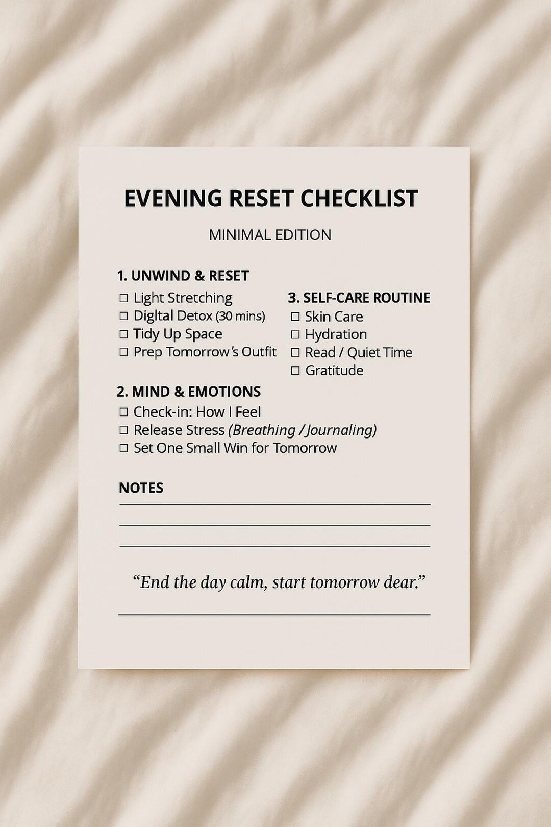 Def Reset Checklist.pdf Evening Reset Checklist | Minimalist Self-care Printable | Night ...