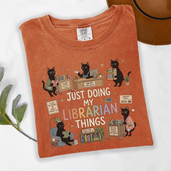Cat Librarian Shirt, Funny Library Shirt, School Librarian Tee, Reading Teacher Gift, Booktok Shirt,Gift for Librarian