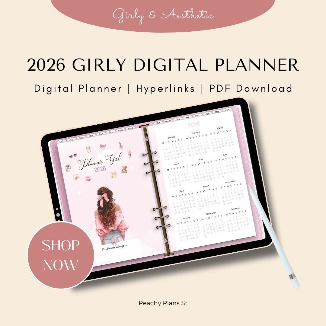 2026 Pink Digital Planner - Planner Girl Collection - Etsy