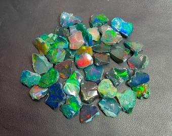 40 Pieces AAA+Black Ethiopian Opal Raw Chips Loose Gemstone 7/10 mm