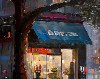 Moody Rainy City Wall Art: Urbane Nachtstraßenszene Kunstdruck