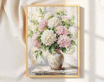 Estampado floral de hortensias: estilo vintage cottagecore (arte imprimible)