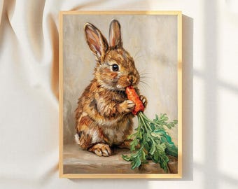 Cuadro decorativo de conejito estilo granja para habitación infantil (imprimible)