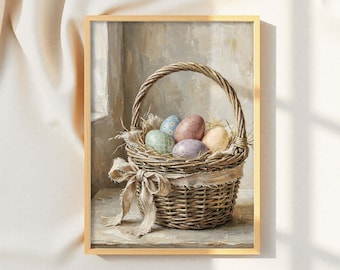 Osterkorb Wandkunst: Pastell Eier, rustikale Bauernhaus Dekoration