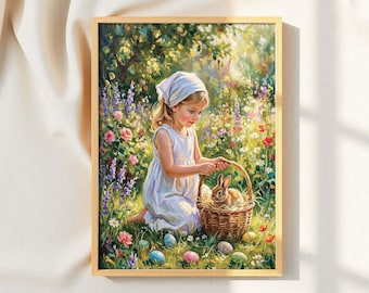 Osterhasen Kinderzimmer Wand Kunst - Sanfte Frühlingsfarben, Cottagecore