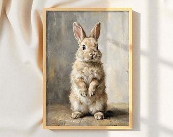 Kaninchen Wand Kunst zum selbst ausdrucken: Vintage Style - Rustikales Kinderzimmer Dekor