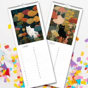 Geburtstagskalender, immerwährender Wandkalender, Cats & Shrooms, für Geburtstage und Jubiläen, zeitloser Geburtstagsplaner *Englisch*