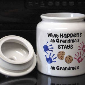 Ceramic Cookie Jar What Happens at Grandma&#39;s ... Great Gift Item