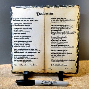 Desiderata Stone Tablet, Inspirational Gift, Hand-Chipped Slate