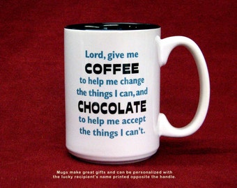 Large Serenity Prayer Chocolate Lover Coffee Mug Funny Gift Custom Coffee Mug Free Gift Box