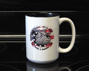 Veterans Day Fathers' Day Gift BIG Coffee Mug with Marine Bulldog PERSONALIZE FREE