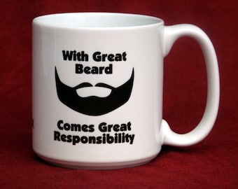 PERSONALIZED BIG Coffee Mug For Guys With a Beard Humorous Jumbo 20 oz Cup
